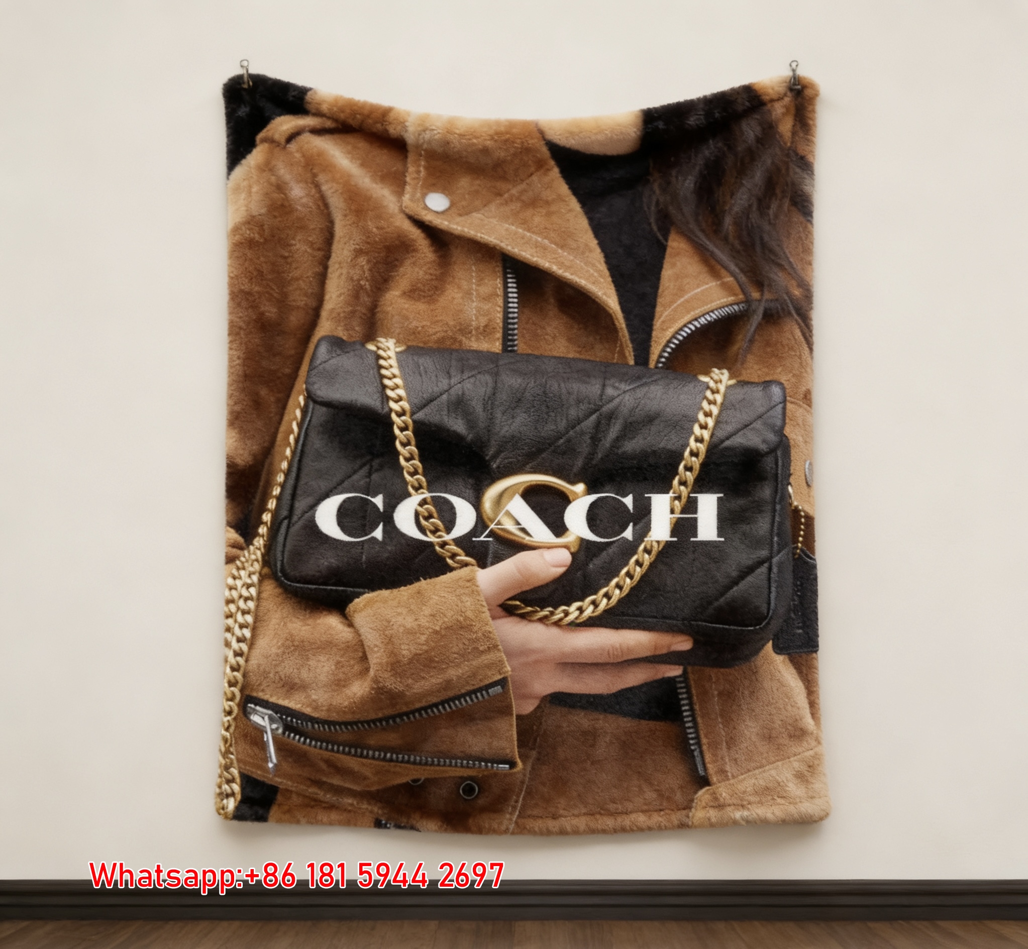Coach Tabby Quilted Chain Bag Print Flannel Fleece Throw Blanket C061